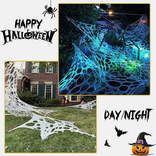 1Set 2/4m Halloween Decorations Spider Web Giant Stretchy Ne