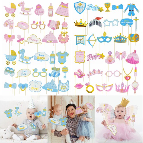 1 Set Baby Shower Photo Booth Props Pink Blue Blue It's