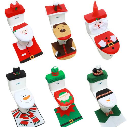Christmas Toilet Cover Santa Claus Snowman Elk Elf Toilet Co