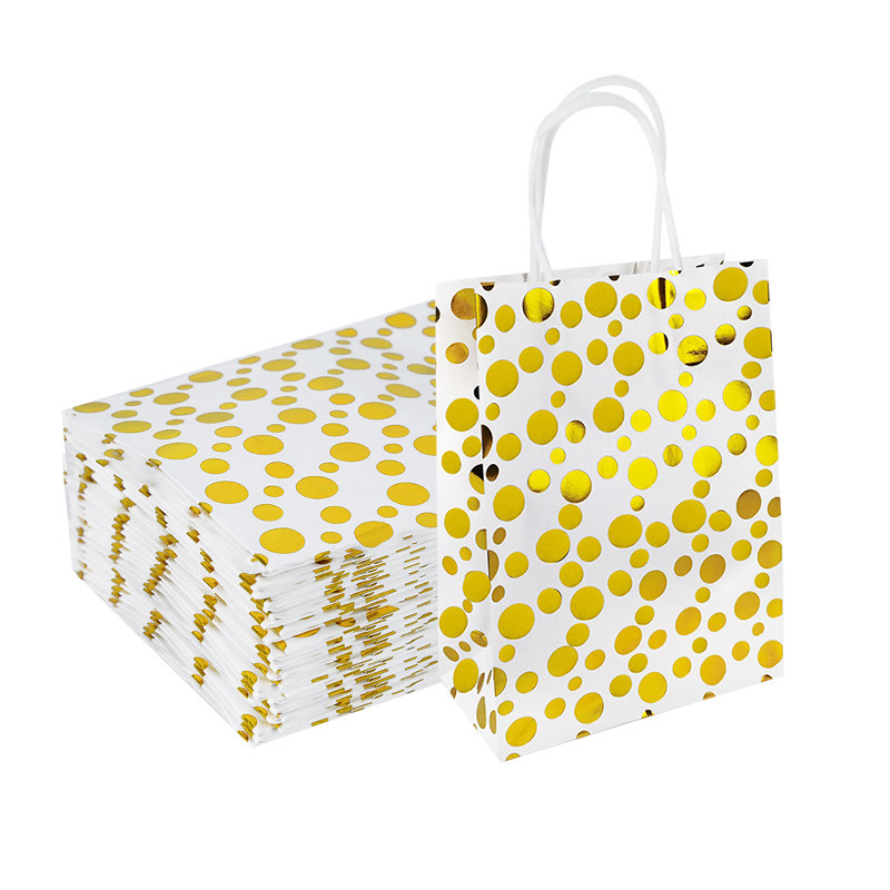 5pcs gold paper pacakage bags with handle candy gift