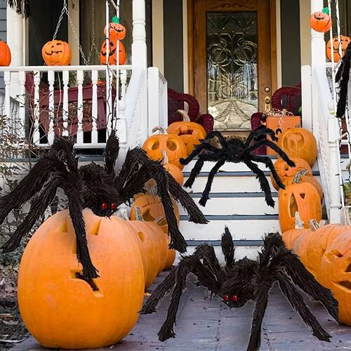 3pcs Halloween Spiders Giant Fake Scary Hairy Spider for Hom