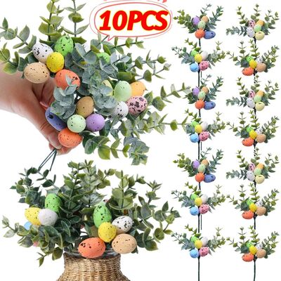 10/1PCS Simulated Foam Plastic Easter Branch Easter Eggs Bra