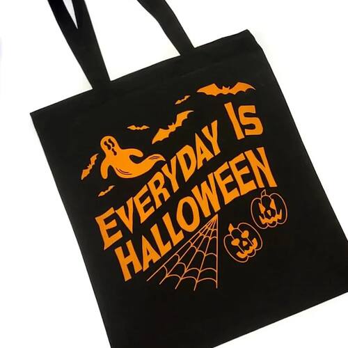 Everyday Is Halloween Black Canvas Tote Bag Gothic Shoulder