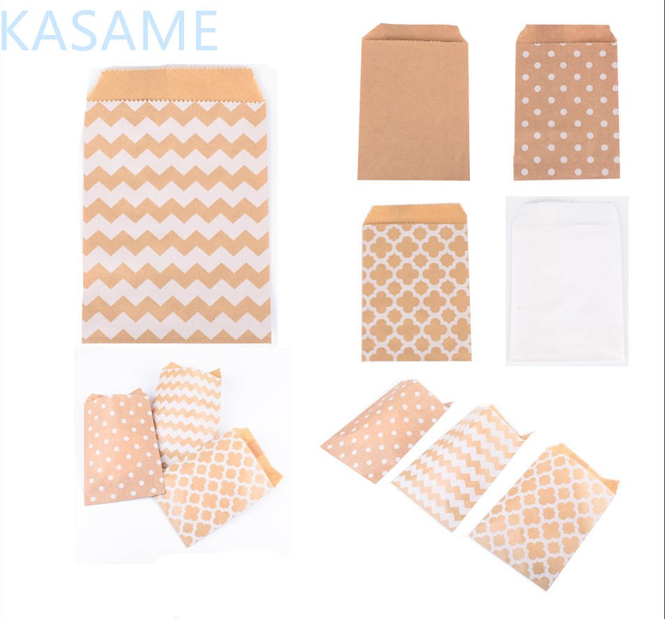 50pcs kraft paper bag candy biscuit popcorn bags brown