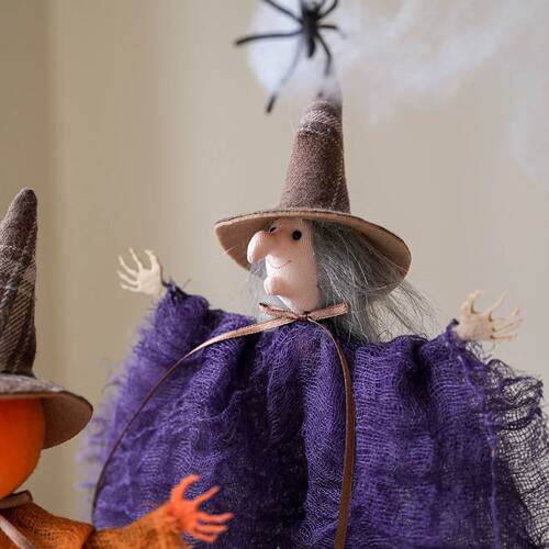 Halloween Party Decoration Mesh Pumpkin Boo Black Hat Witch