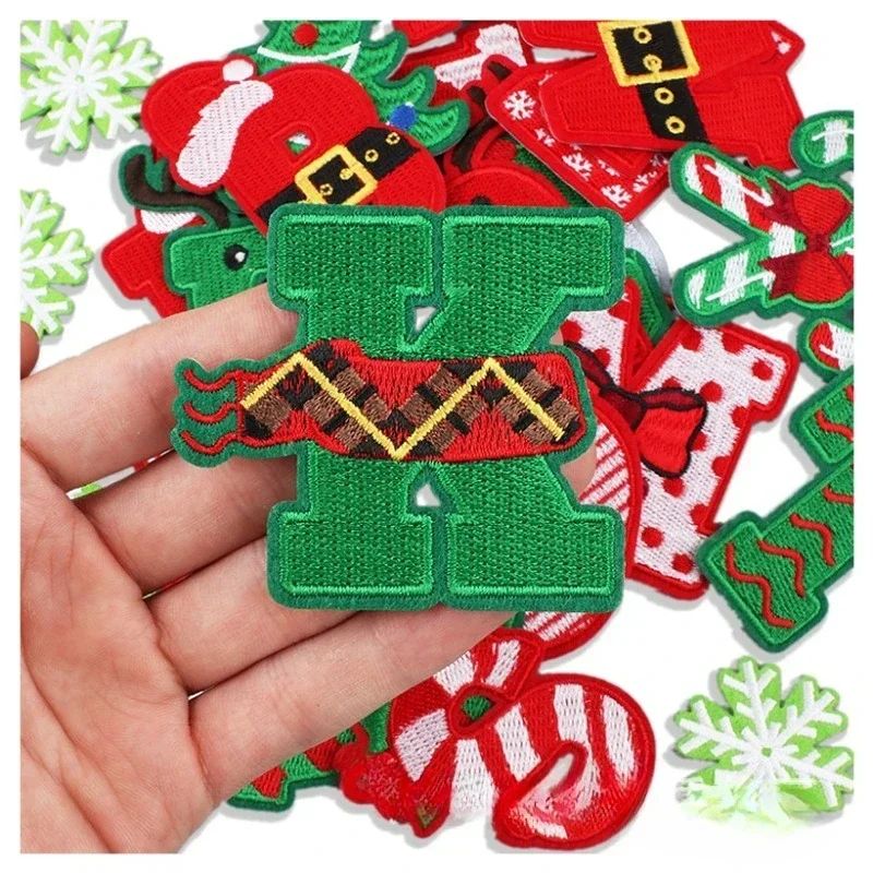 New Christmas Letter Embroidery Cloth Sticker Christmas Tree
