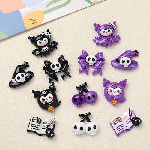 10 Pcs New Cartoon Halloween book bat Animal Series Resin Sc