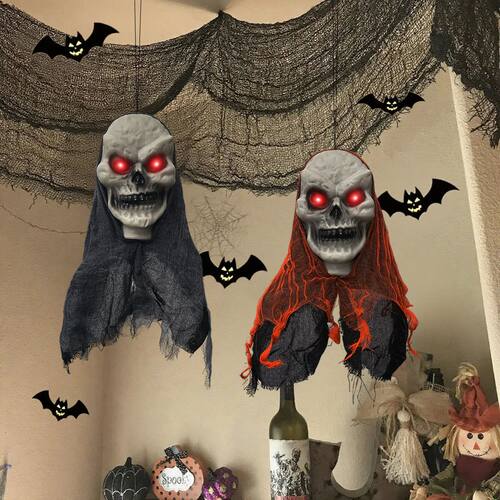 2PCS Halloween Decorations Party Hanging Skull Skeleton Ghos