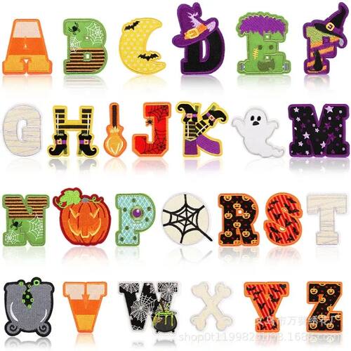 Halloween Theme Wind Embroidery Cloth Sticker English Letter