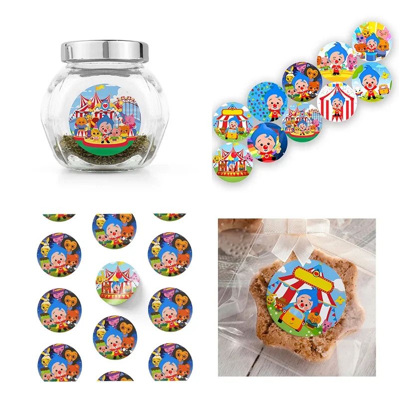 Cartoon Clown Theme Round Stickers Labels Kids Birthday Part