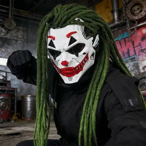 Joker Cyberpunk Masks Clown Braids 2D Cosplay Resin Accessor