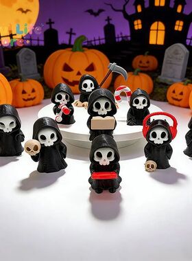 Hot Gothic Grim Reaper Figurines, Cute Skeleton Desk Decor,