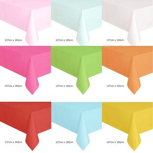 Disposable Tablecloth White Pink Table Cover Plastic Rectang
