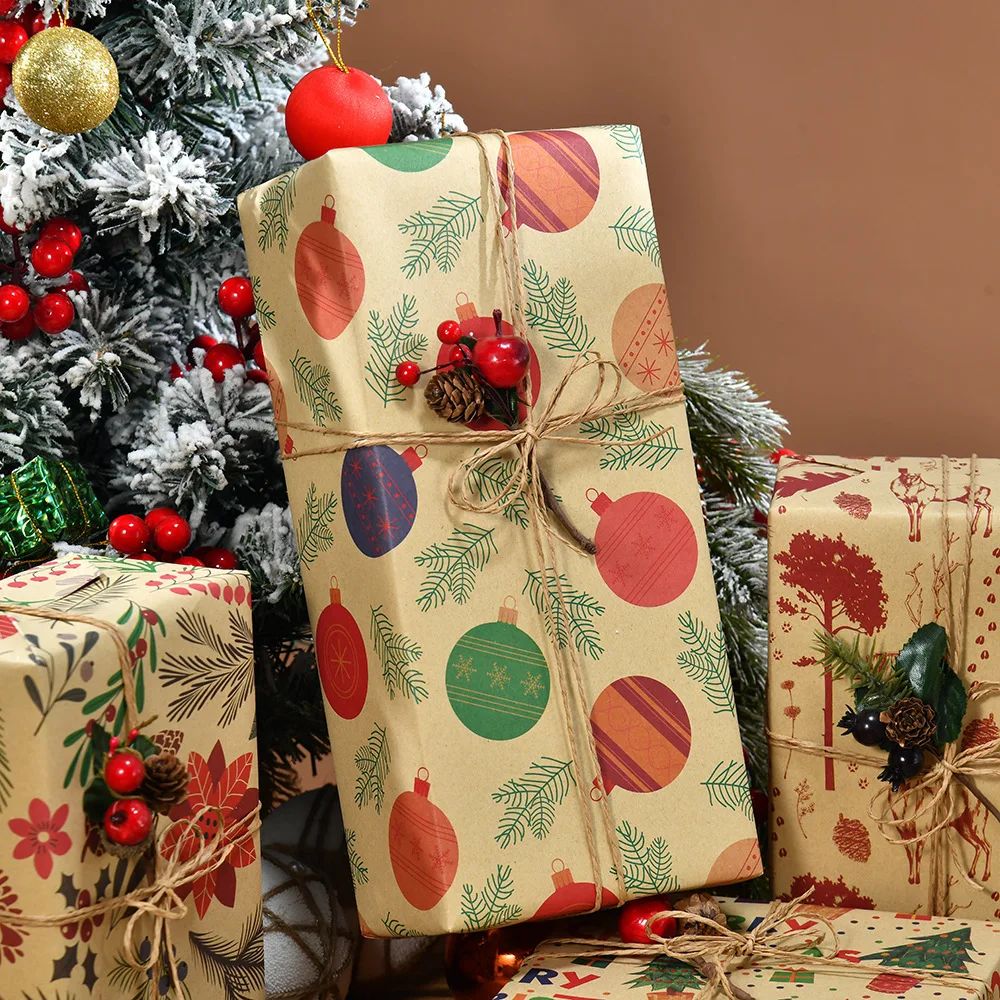 1roll Gift Wrapping Paper ChristmasTree Santa ClausWrapping