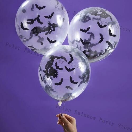 10pcs 12inch Halloween Bat Confetti Air Balloons Sequ Bat Ba