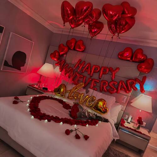 Happy Anniversary Decoration, Red Heart Balloon, Happy Anniv