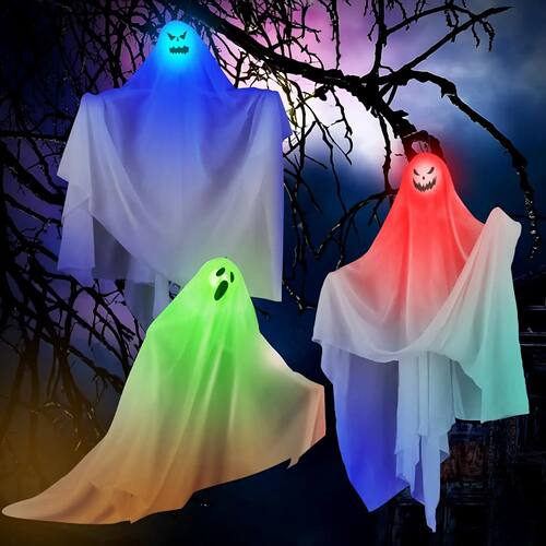 2025 Halloween Glowing White Ghost Hanging Ghost Horror Deco