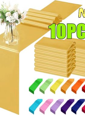 New 10-1PC Shiny Satin Banquet Wedding Table Runners Silk Ri