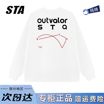 STA旗舰店美式潮牌字母印花长袖男女秋季重磅纯棉情侣宽松卫衣