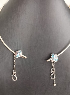 990足银烧蓝项圈女生原创设计复古