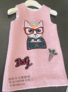 DG秋冬新款原创国货秋冬羊毛加厚女童背心裙马甲裙新年连衣裙洋气