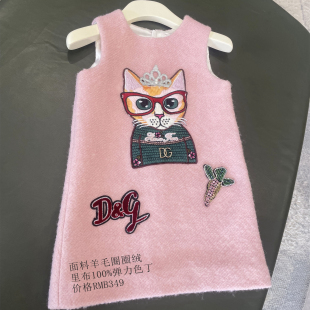 DG秋冬新款原创国货秋冬羊毛加厚女童背心裙马甲裙新年连衣裙洋气