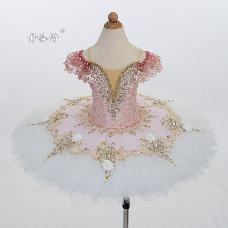 【丹律诗】量身定做儿童芭蕾tutu裙粉色睡美人糖果仙子花仙子变奏