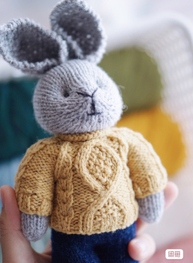 棒针玩偶小兔先生毛线娃娃