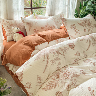 上新A类超柔提花有氧小竺棉水洗棉双层纱3件套四件套学生宿舍 爆款