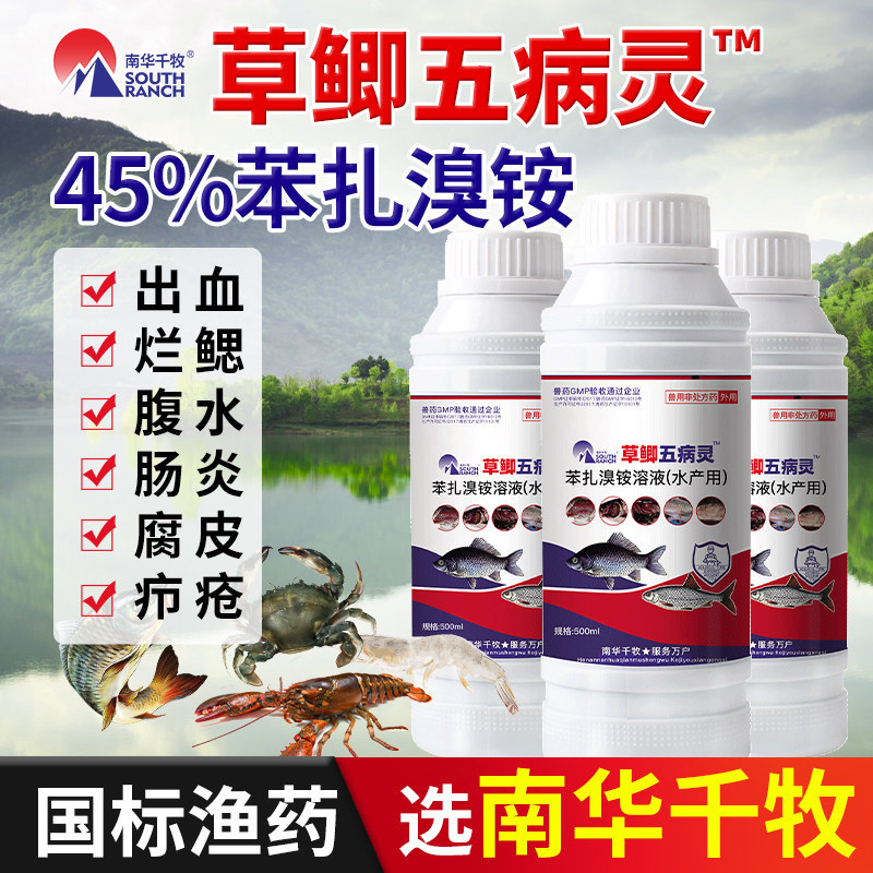 草鱼鲫鱼五病灵防治爆发性出血烂鳃赤皮打印腐皮烂身水产养殖用品