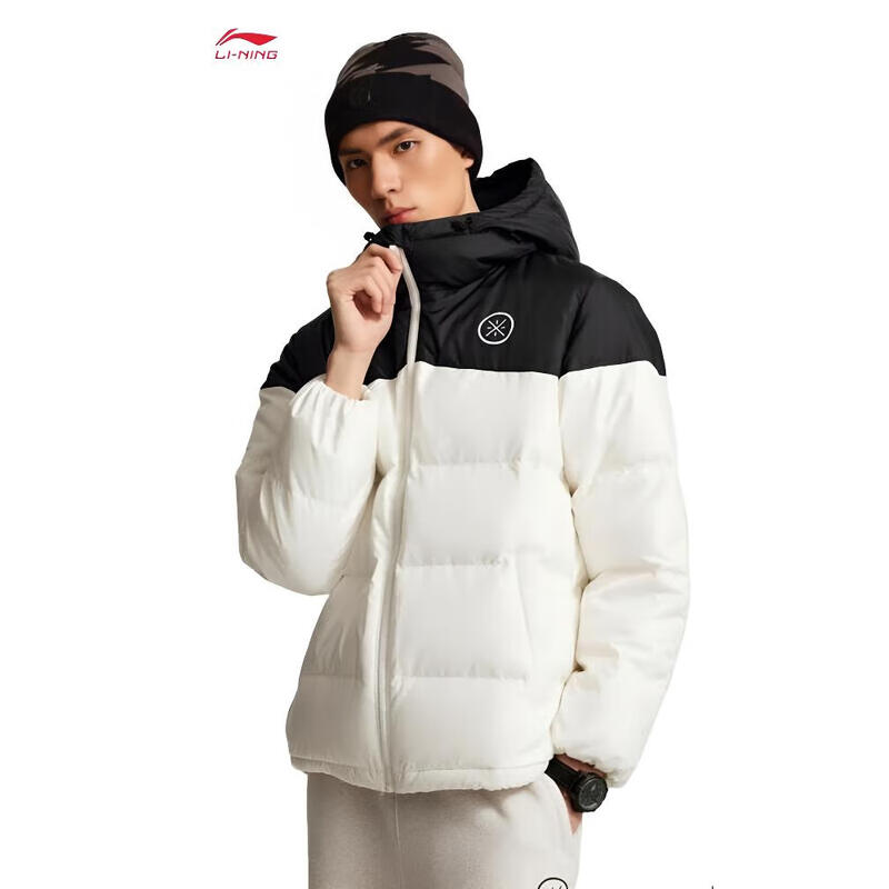 李宁韦德系列防泼水鹅绒羽绒服男25新款秋冬保暖运动外套AYMV065