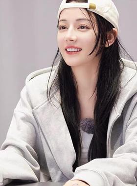 迪丽热巴明星同款灰色拉链卫衣女2025新款秋冬季宽松连帽开衫外套