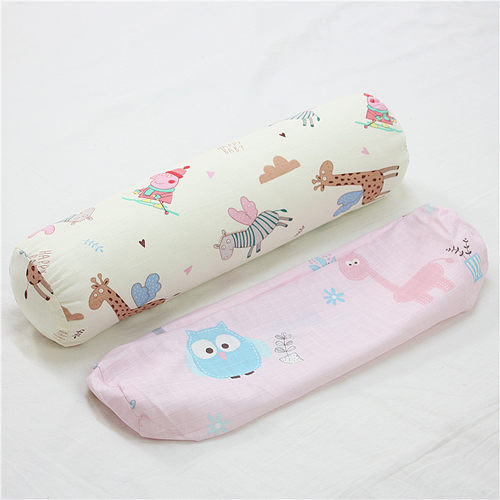 双层纱蓝色卡通单件抱枕套纯棉纱布圆形套乳胶芯全棉枕套子可订做