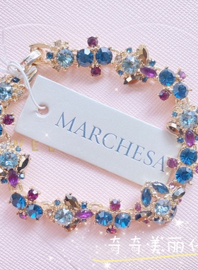 marchesa玛切萨蓝紫色水晶镶嵌镀金手链礼物女