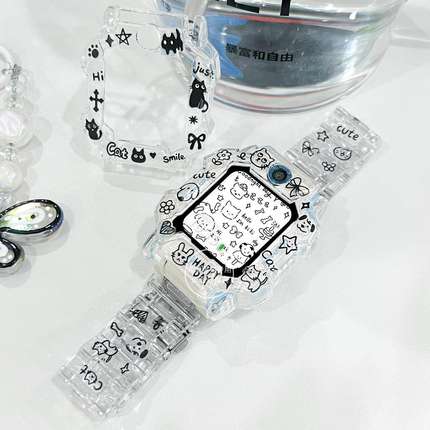 适用小天才电话手表表带z10/z9/z8/z7/z6a卡通创意透明防摔保护壳