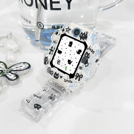 黑色小猫适用小天才Z11N3电话手表表带Z10Z9Z8AD3S卡通防摔保护壳