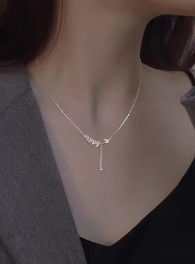 s925纯银饰麦穗锁骨项链爆款颈链