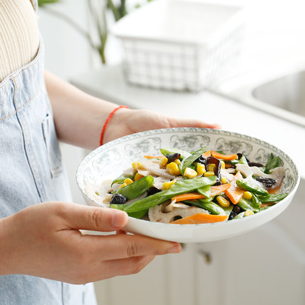 民生逐鹿陶瓷盘子中式餐具家用7/8英寸菜盘子秋韵圆盘鱼盘可微波