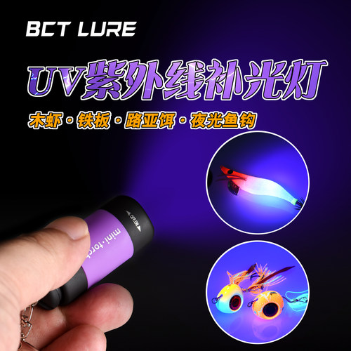 夜光UV迷你手电筒木虾铁板补光灯