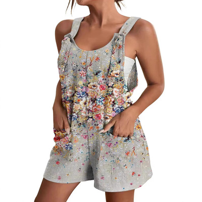 Large-size cross-border printed halter top one-piece pants