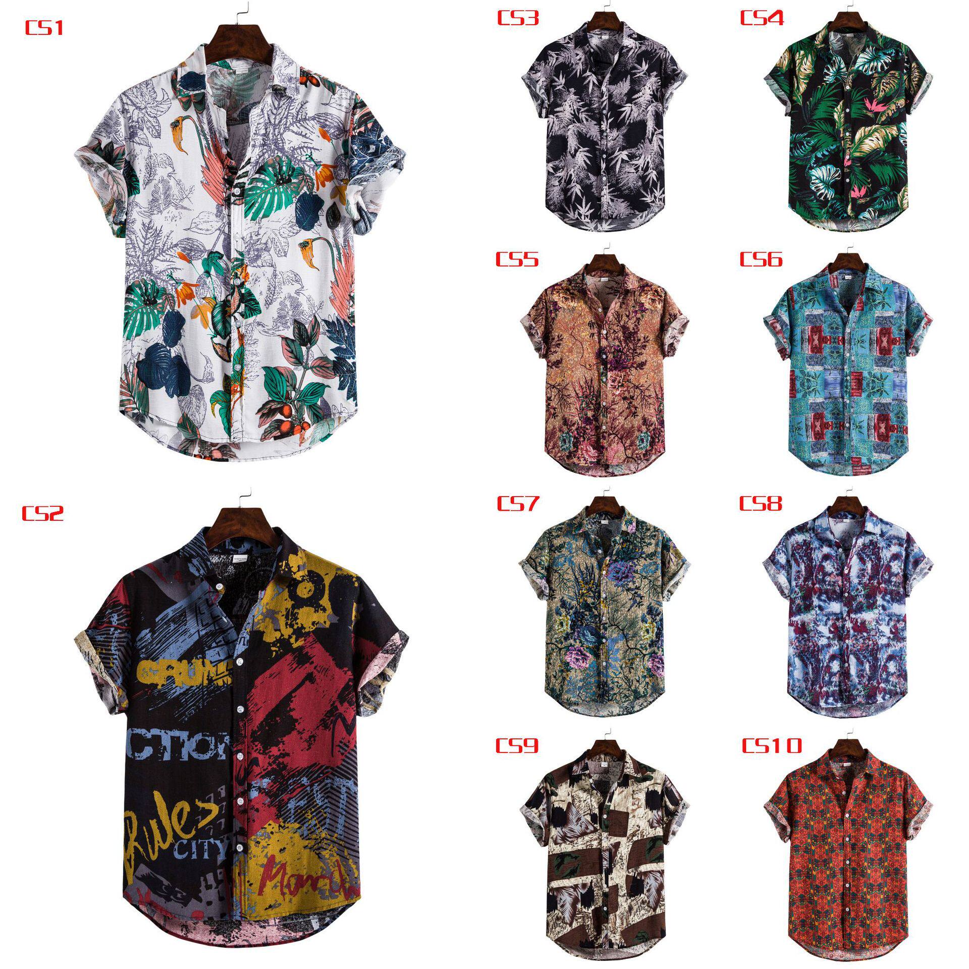 summer shirts for men man tshirts shirt new 夏威夷衬衫男大码图片