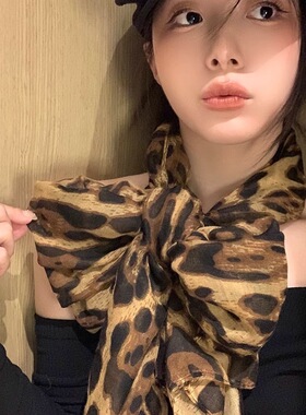180*80CM women travel scarf 巴厘纱印花经典豹纹平板女包头围巾