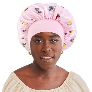 silk hair bonnet Satin Bonnets Cap Night Sleep Hat Hair Bon