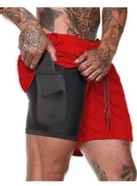 Men's Running Shorts Sports Jogging Gym pants 黑色双层短裤男