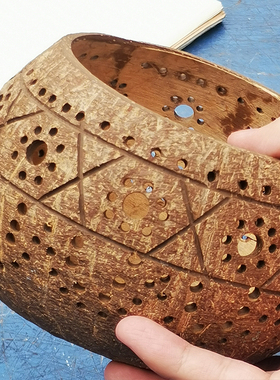 天然越南椰壳碗椰子木勺搅拌勺调羹海南老椰子壳叉刀水果沙拉碗