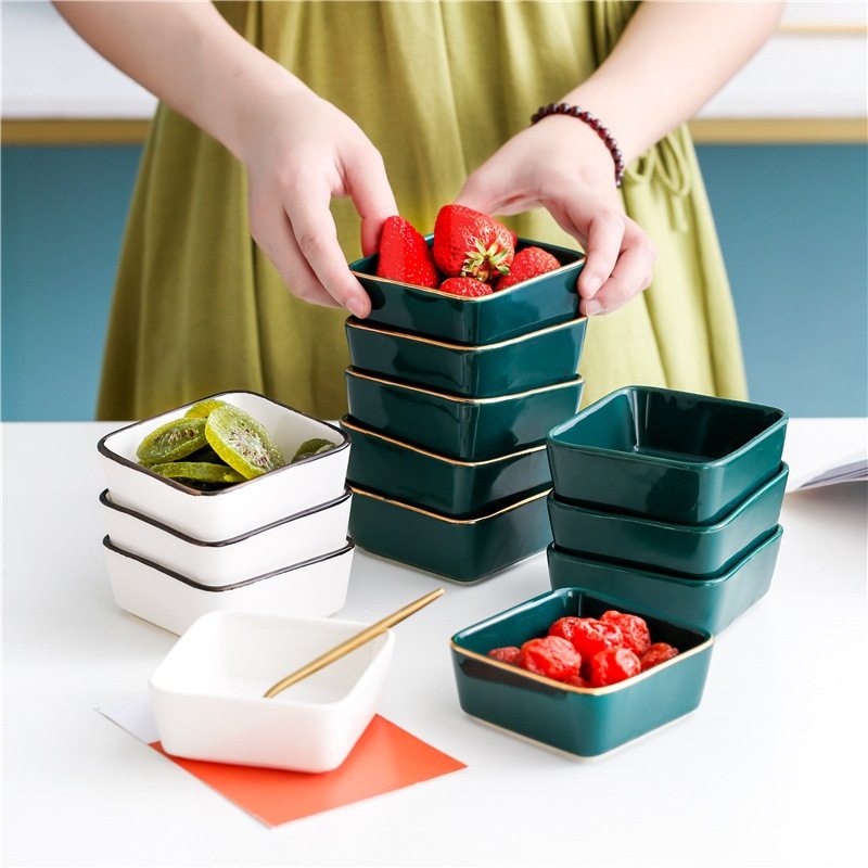 陶瓷分格零食家用北欧简约糖果创意小吃干果盘火锅蘸料调味碟创意