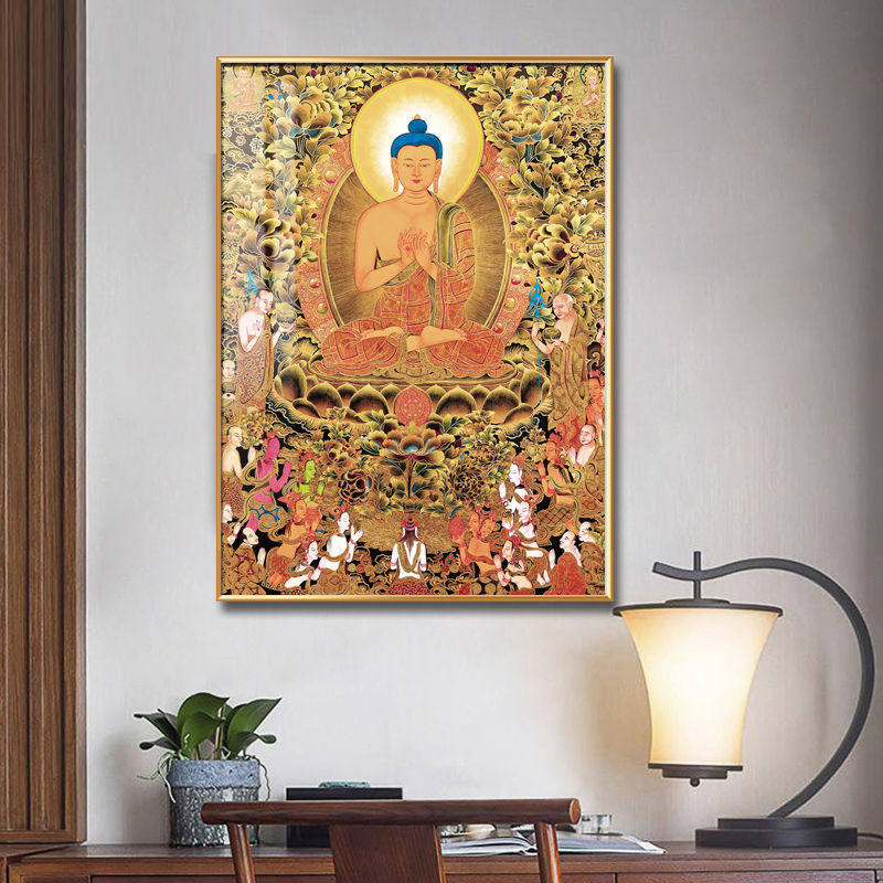释迦牟尼佛像世尊佛陀挂画唐卡西藏菩萨客厅书房佛堂寺庙禅意壁画