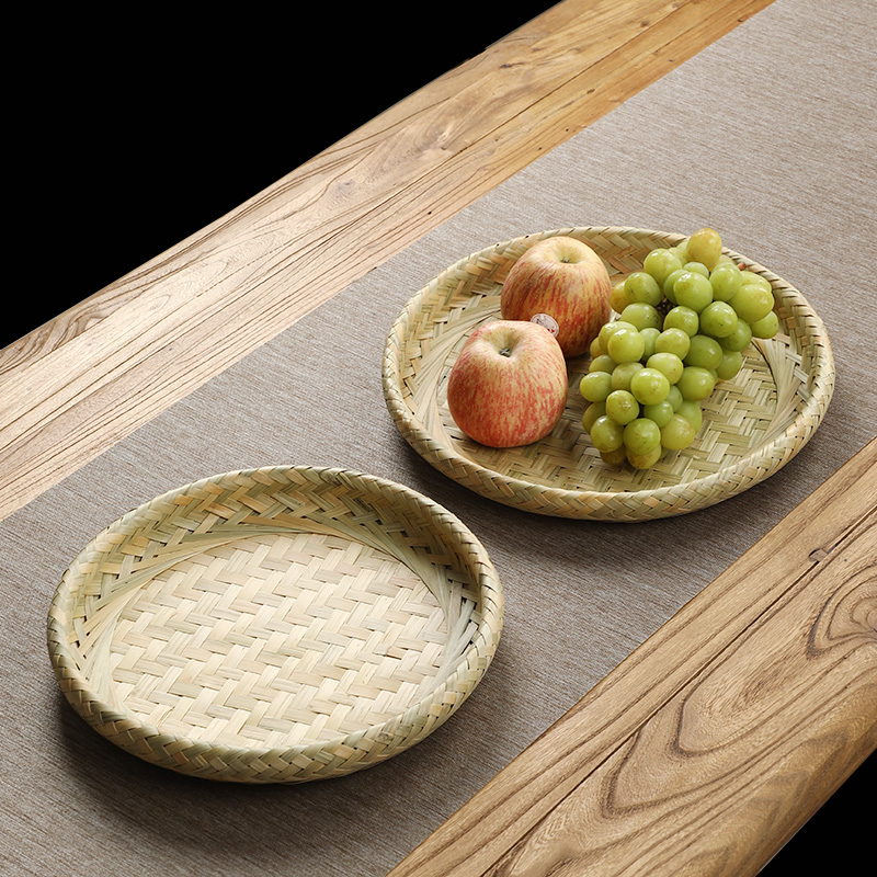 手工篮子家用圆形馒头簸箕竹编