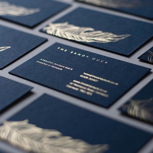 靛蓝深蓝色高档名片定制烫金凹凸水晶浮雕名片制作