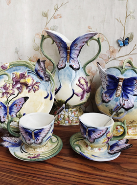 Function art纯手绘陶瓷花瓶欧式客厅干花鲜花水胚田园风装饰品